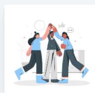 Ilustración de tres personas unidas celebrando