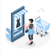 Ilustración de una persona comprando en el servicio de Proveeduría