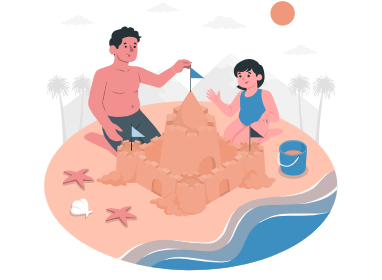 Ilustración de una familia disfrutando de un plan de turismo